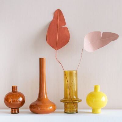 Urban Nature Culture Vase Recyclingglas Rund, goldene Eiche