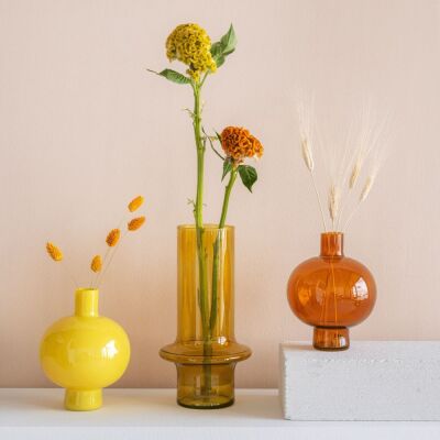 Urban Nature Culture Vase Recyclingglas Rund, goldene Eiche