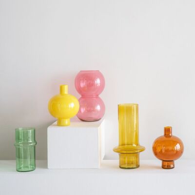 Urban Nature Culture Vase recyceltes Glas Rund, Französische Vanille