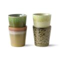 70er Jahre Keramik: Kaffeebecher, frühlingsgrün, 4er Set
