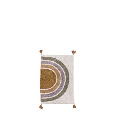 Tufted cotton bath mat w/ tassels 60x90 cm