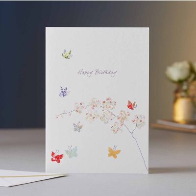 Butterflies &amp; Orchids Birthday Greeting Card