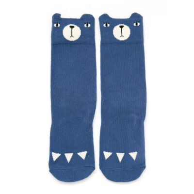 Bear Knee Socks in Blue | Small: 1-2 Years