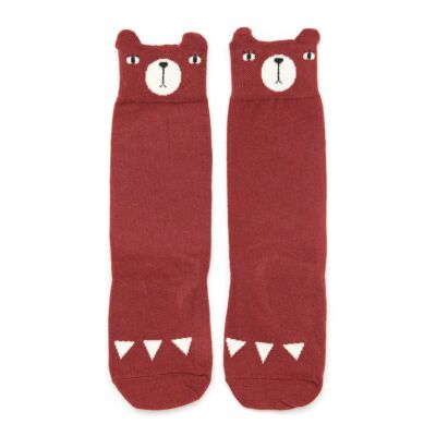 Bear Knee Socks in Red | Medium: 3-4 Years