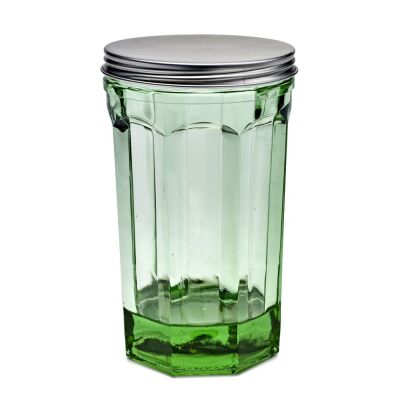 Glas mit Deckel L |  transparent grün
