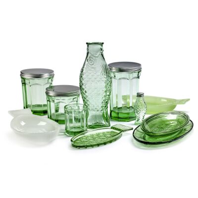 Glas mit Deckel L |  transparent grün