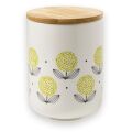 Keramikdose Fine bone China - top - Yellow flowers - Hand applied pattern