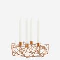 4 cup candle holder Ant.brass, wire mesh