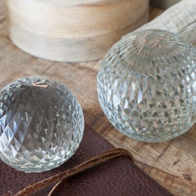 Izna Glass Paperweight - Clear Glass - Small 7 X 7cm (dia)