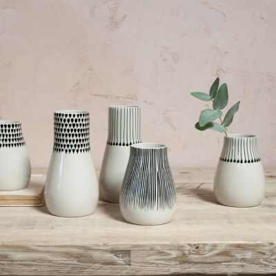 Matamba Ceramic Vase - Black Matchsticks - Large 19 X 10cm (dia)