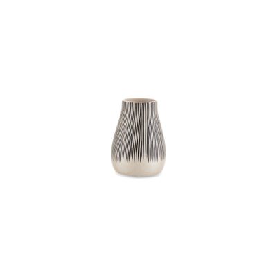 Matamba Ceramic Vase - Black Lines - Small 13.5 X 11cm (dia)