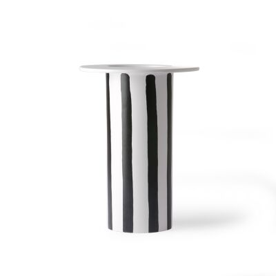 Keramik vase Schwarz/white striped