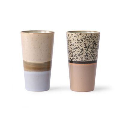 70er Jahre Keramiks: Latte Tassen | 2er Set