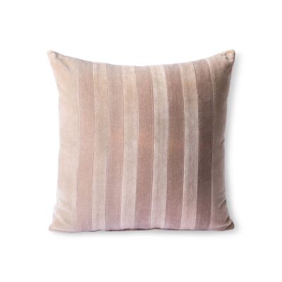 striped velvet cushion beige/ liver (45x45)