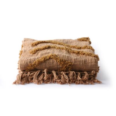 cotton fringe pattern throw brown (130x170)